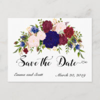 Bourgogne Marron  Navy Fleurs Floral Enregistrer l