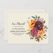 Carte Postale Faire-part Bourgogne rouille Orange changement d'adresse (Devant / Derrière)