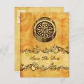 Carte Postale Faire-part boussole rustique mariage nautique enregistrer la  (Devant / Derrière)