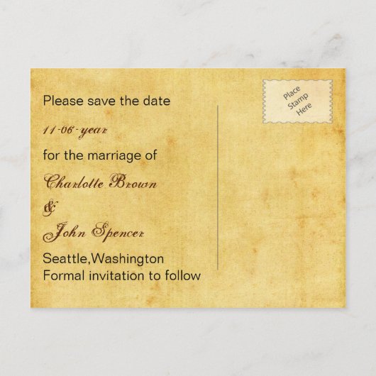 Carte Postale Faire-part boussole rustique mariage nautique enregistrer la  (Dos)