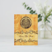 Carte Postale Faire-part boussole rustique mariage nautique enregistrer la  (Debout devant)