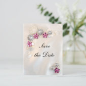 Carte Postale Faire-part Boutons de diamant rose perle Save the Date de mar (Debout devant)