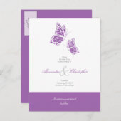 Carte Postale Faire-part Boutons Violet Simple Enregistrer Le Mariage Date (Devant / Derrière)