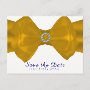 Carte Postale Faire-part Bow et diamants en ruban jaune Élégant Enregistrer
