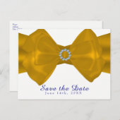 Carte Postale Faire-part Bow et diamants en ruban jaune Élégant Enregistrer (Devant / Derrière)