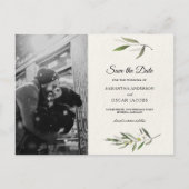 Carte Postale Faire-part Branche de olivier verte aquarelle moderne (Devant)