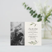 Carte Postale Faire-part Branche de olivier verte aquarelle moderne (Debout devant)