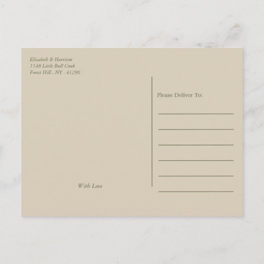 Carte Postale Faire-part Branche d'olivier, Économisez la date de mariage r (Dos)