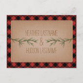Carte Postale Faire-part Branches à feuillage persistant Plaid Rustic Enreg (Devant)