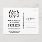 Carte Postale Faire-part Branches Chic Blanc Noir Olivier Sauvez notre date (Dos)