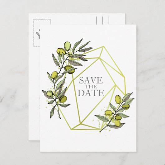 Carte Postale Faire-part Branches d'olivier  Nature Verdure Mariage Botaniq (Devant / Derrière)