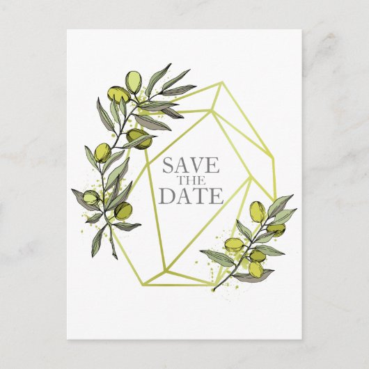 Carte Postale Faire-part Branches d'olivier Nature Verdure Mariage Botaniq (Devant)