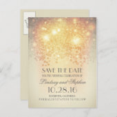 Carte Postale Faire-part brillant brillant élégant enregistrer la date cart (Devant / Derrière)