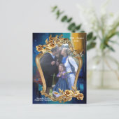 Carte Postale Faire-part bronze Abstrait, style baroque bleu or (Debout devant)