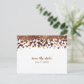 Carte Postale Faire-part Bronze et blanc Confetti Dots Glamor Shimmer (Debout devant)