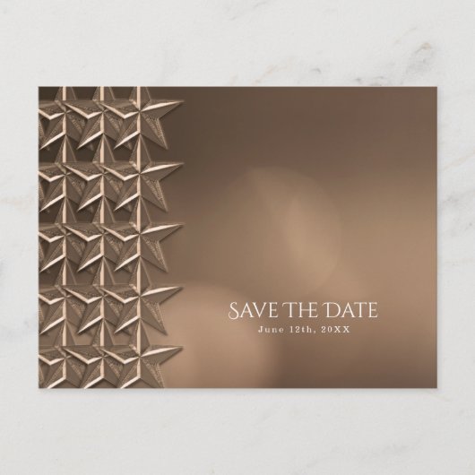 Carte Postale Faire-part Bronze Stars & Elegant Bokeh Lights Save the Date (Devant)