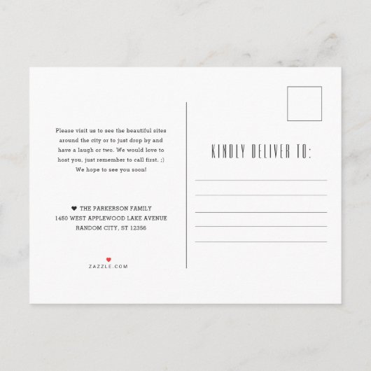 Carte Postale Faire-part Brooklyn Skyline Moderne Deco | Changement d'adres (Dos)