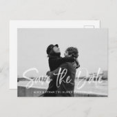 Carte Postale Faire-part Brosse d'écriture moderne blanche pour photo de fa (Devant / Derrière)