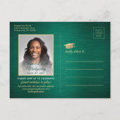 Carte Postale Faire-part Brossé Green & Gold Graduate photo Enregistrer la  (Dos)