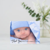 Carte Postale Faire-part Brosse moderne Script Nouveau Merci bébé B (Debout devant)