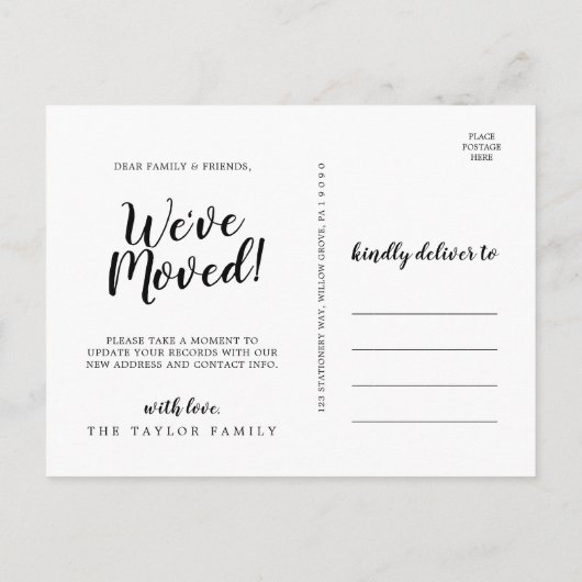 Carte Postale Faire-part Brossé Nous avons déménagé (Dos)