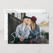 Carte Postale Faire-part Brouillard Bleu Écriture Manuscrite Photo Enregist (Devant / Derrière)