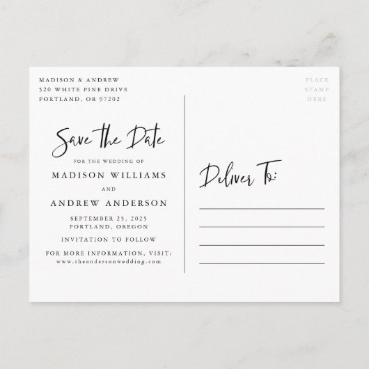 Carte Postale Faire-part Brouillard Bleu Écriture Manuscrite Photo Enregist (Dos)