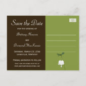 Carte Postale Faire-part Brown Coeur saignant vert Enregistrer la date Cart (Dos)