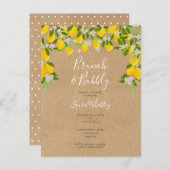 Carte Postale Faire-part Brunch et Bubbly Citrons Rustiques Enterrement de (Devant / Derrière)