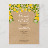 Carte Postale Faire-part Brunch et Bubbly Citrons Rustiques Enterrement de (Devant)