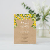 Carte Postale Faire-part Brunch et Bubbly Citrons Rustiques Enterrement de (Debout devant)