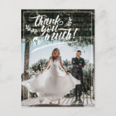 Carte Postale Faire-part Brush blanc Script Twig Merci photo Mariage (Devant)