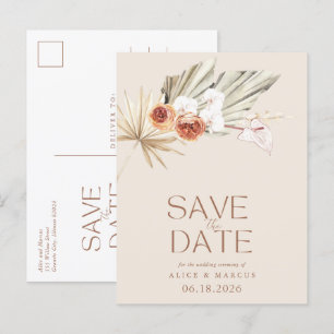 Carte Postale Faire-part Budget Boho Floral Wedding Enregistrer La Date