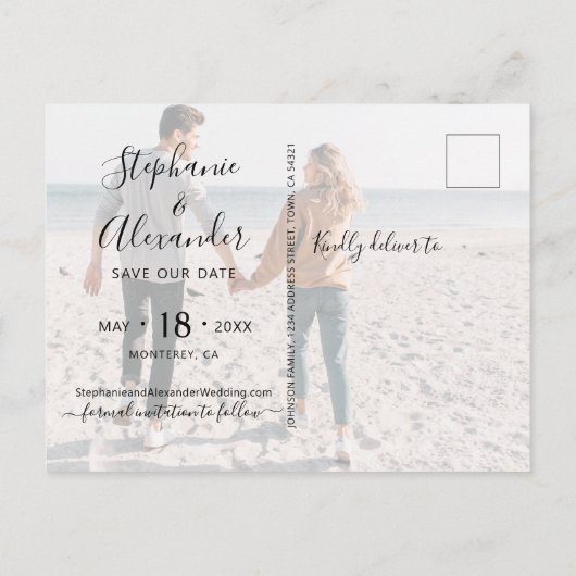 Carte Postale Faire-part Budget Coeur Calligraphie Photo Enregistrer La Dat (Dos)