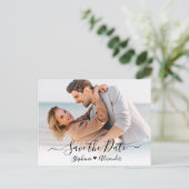 Carte Postale Faire-part Budget Coeur Calligraphie Photo Enregistrer La Dat (Debout devant)