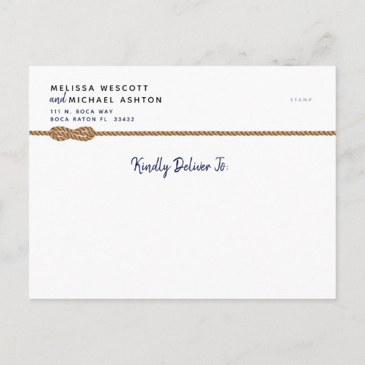 Carte Postale Faire-part (Budget Friendly) ⚓ Simple Nautique Enregistrer La (Dos)