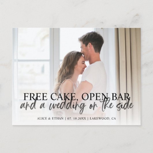 Carte Postale Faire-part Budget Funny Brush Script Enregistrer La Date Phot (Devant)