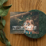 Carte Postale Faire-part Budget Funny Free Cake Open Bar Enregistrer La Dat<br><div class="desc">Notre mariage enregistrer la date carte postale dispose d'un script de brosse d'écriture moderne sur votre photo fiançailles.</div>