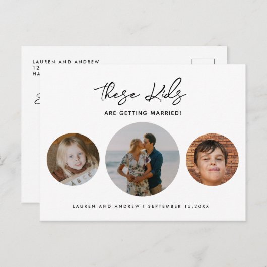 Carte Postale Faire-part Budget Funny Kids Photo Wedding Enregistrer La Dat (Devant / Derrière)