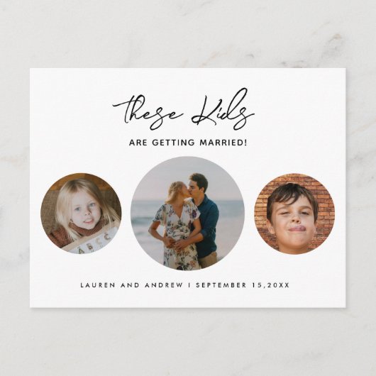 Carte Postale Faire-part Budget Funny Kids Photo Wedding Enregistrer La Dat (Devant)