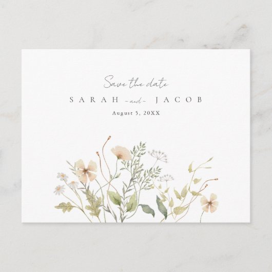 Carte Postale Faire-part Budget Mariage fleur sauvage Enregistrer La Date (Devant)