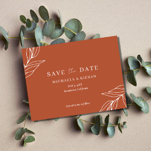 Carte Postale Faire-part Budget Mariage Tropical Rouille Économisez La Date