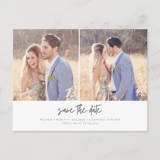 Carte Postale Faire-part Budget moderne Mariage photo simple Enregistrer la (Devant)