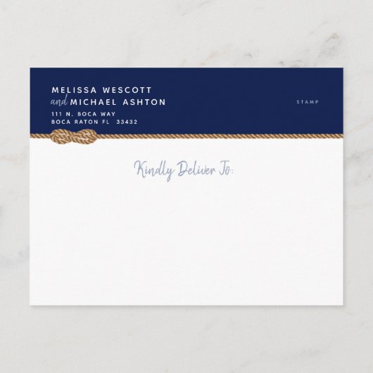 Carte Postale Faire-part ⚓ budget Nautique Lier le noeud Enregistrer la dat (Dos)