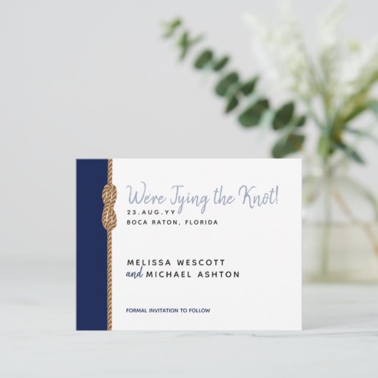 Carte Postale Faire-part ⚓ budget Nautique Lier le noeud Enregistrer la dat (Debout devant)