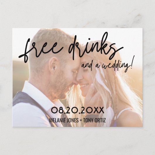 Carte Postale Faire-part Budget Photo Boissons Gratuites Mariage Épargnez l (Devant)