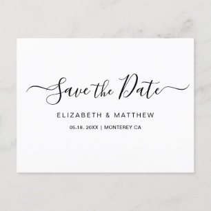 Carte Postale Faire-part Budget Simple Minimaliste Script Enregistrer La Da