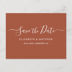 Carte Postale Faire-part Budget Simple Script en terre cuite Enregistrer la