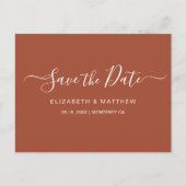 Carte Postale Faire-part Budget Simple Script en terre cuite Enregistrer la (Devant)