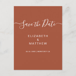 Carte Postale Faire-part Budget Simple Script Terracotta Enregistrer La Dat